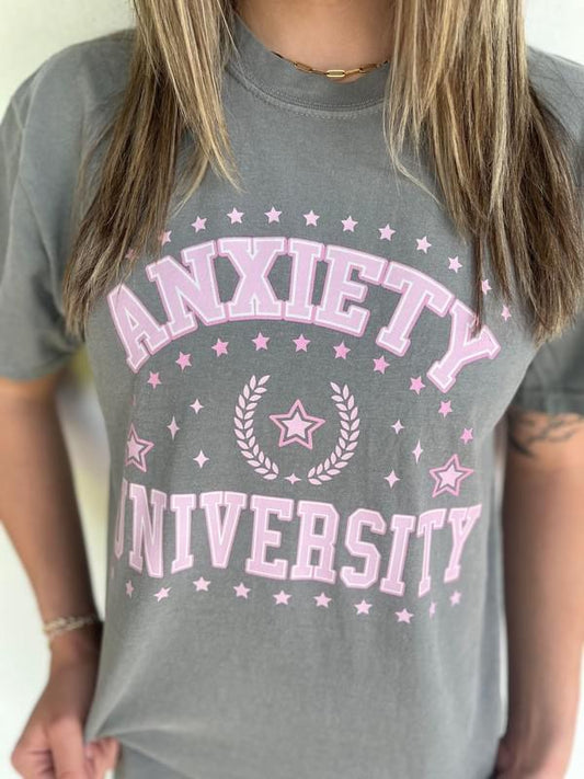 Anxiety University Gray Comfort Colors Tee