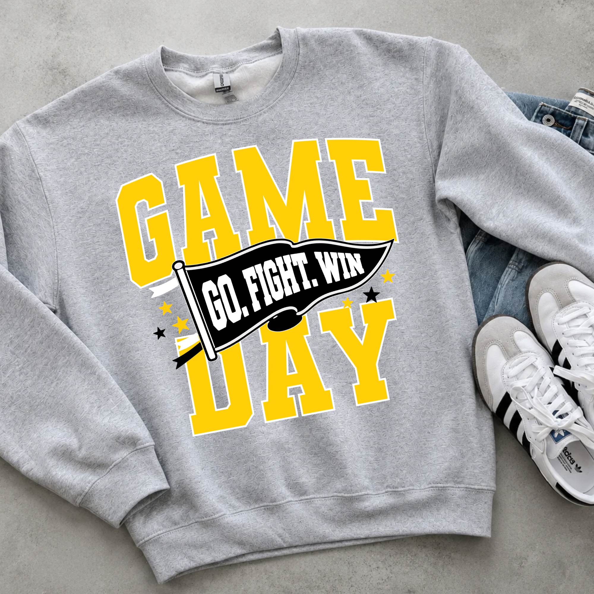 Game Day Pennant Go Fight Win Flag - Black & Gold