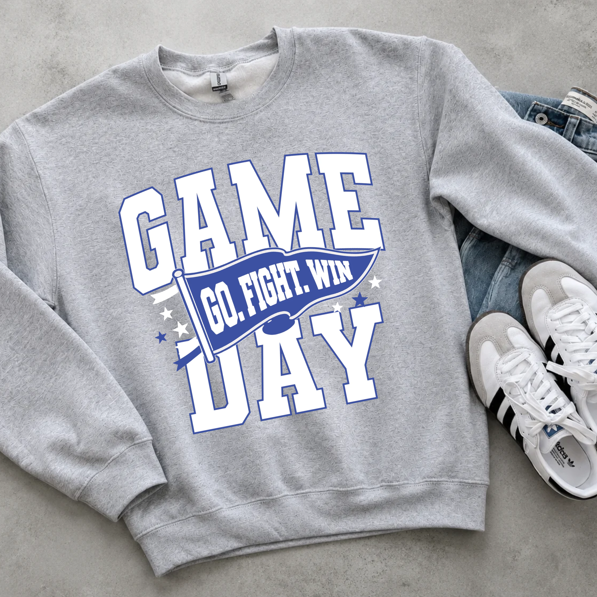 Game Day Pennant Go Fight Win Flag - White & Blue