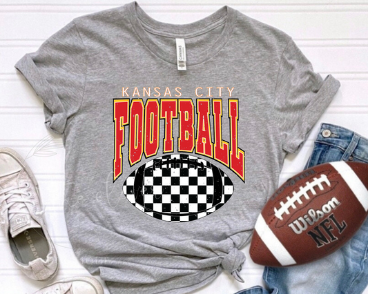 Kansas City Checkered Football Athletic Gray Bella Tee