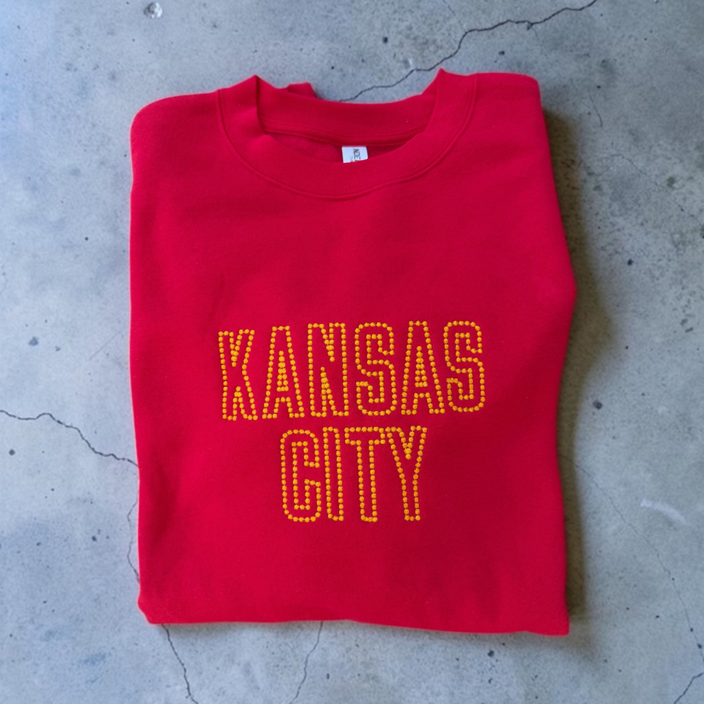 Embroidered Dot Kansas City - Red Crenweck