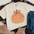 Floral Pumpkins with Checkered Bow - Ivory Tee