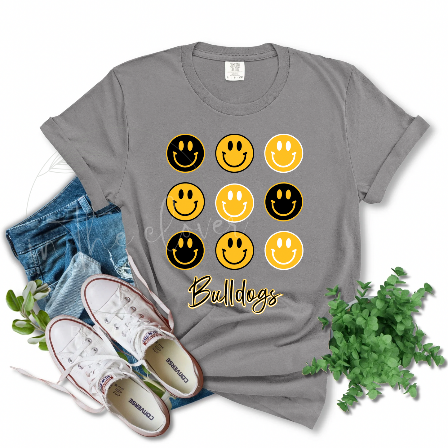 BULLDOGS BLACK & GOLD SMILEY - GRAY