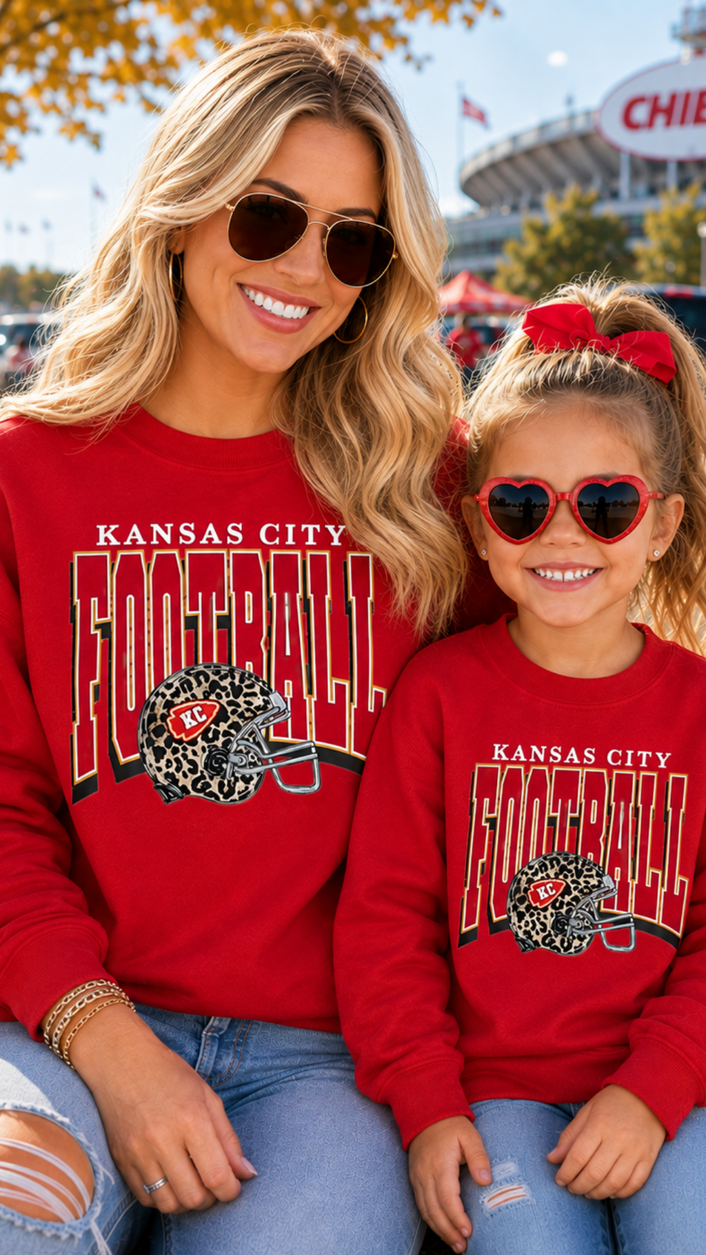 OVERSIZED KANSAS CITY FOOTBALL LEOPARD HELMET - RED CREWNECK