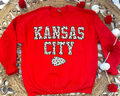 LEOPARD KANSAS CITY ARROWHEAD - RED CREWNECK