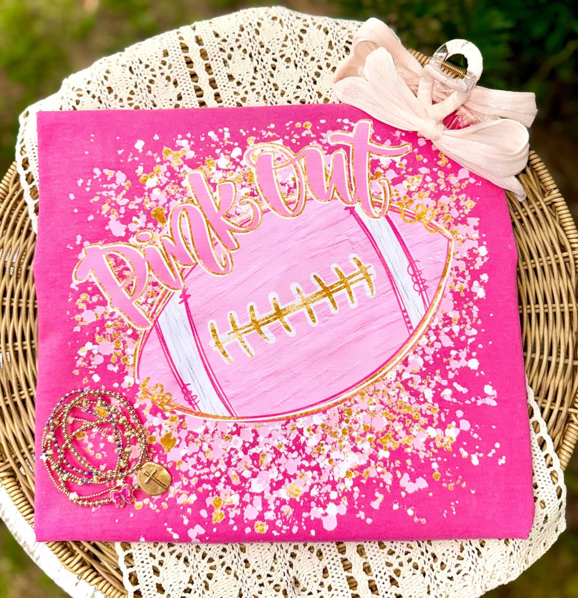 Splatter Football Pink Out - Pink Tee
