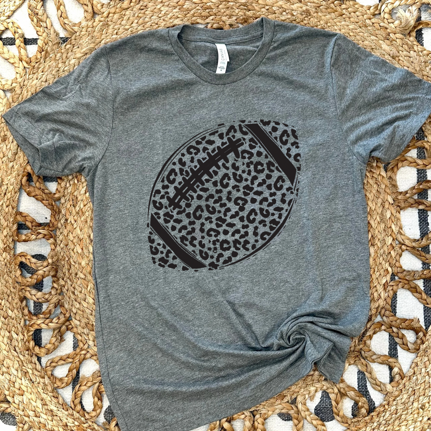 SIMPLE LEOPARD FOOTBALL - GRAY TEE