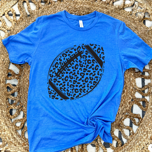 SIMPLE LEOPARD FOOTBALL - BLUE TEE