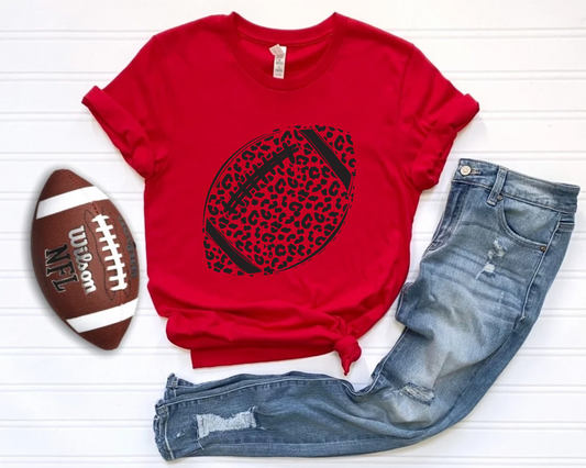 SIMPLE LEOPARD FOOTBALL - RED TEE