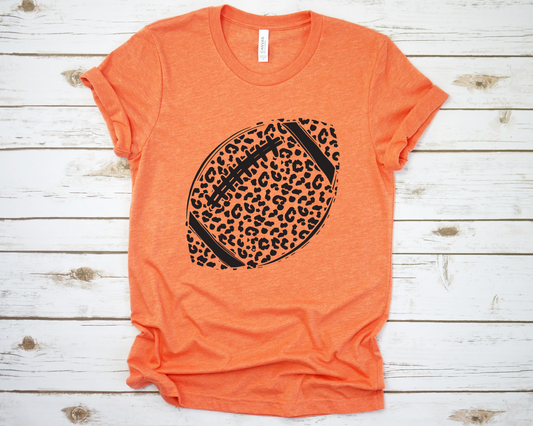 SIMPLE LEOPARD FOOTBALL - ORANGE TEE