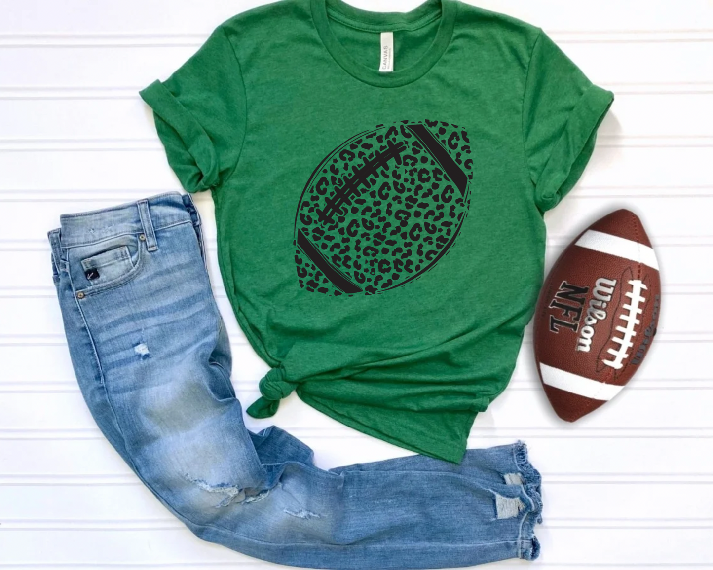 SIMPLE LEOPARD FOOTBALL - GREEN TEE