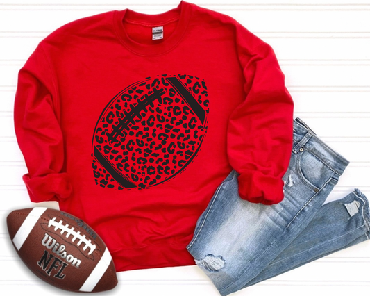 SIMPLE LEOPARD FOOTBALL - RED CREWNECK