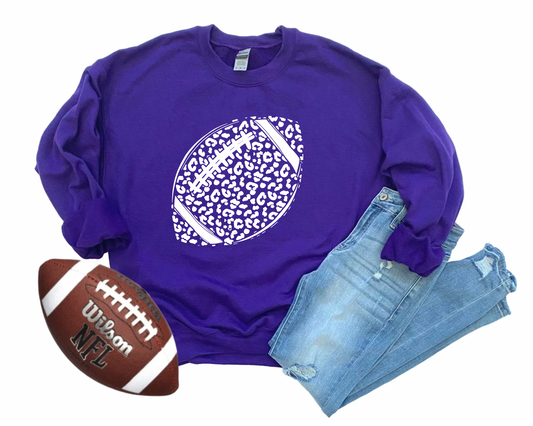 SIMPLE LEOPARD FOOTBALL - PURPLE CREWNECK