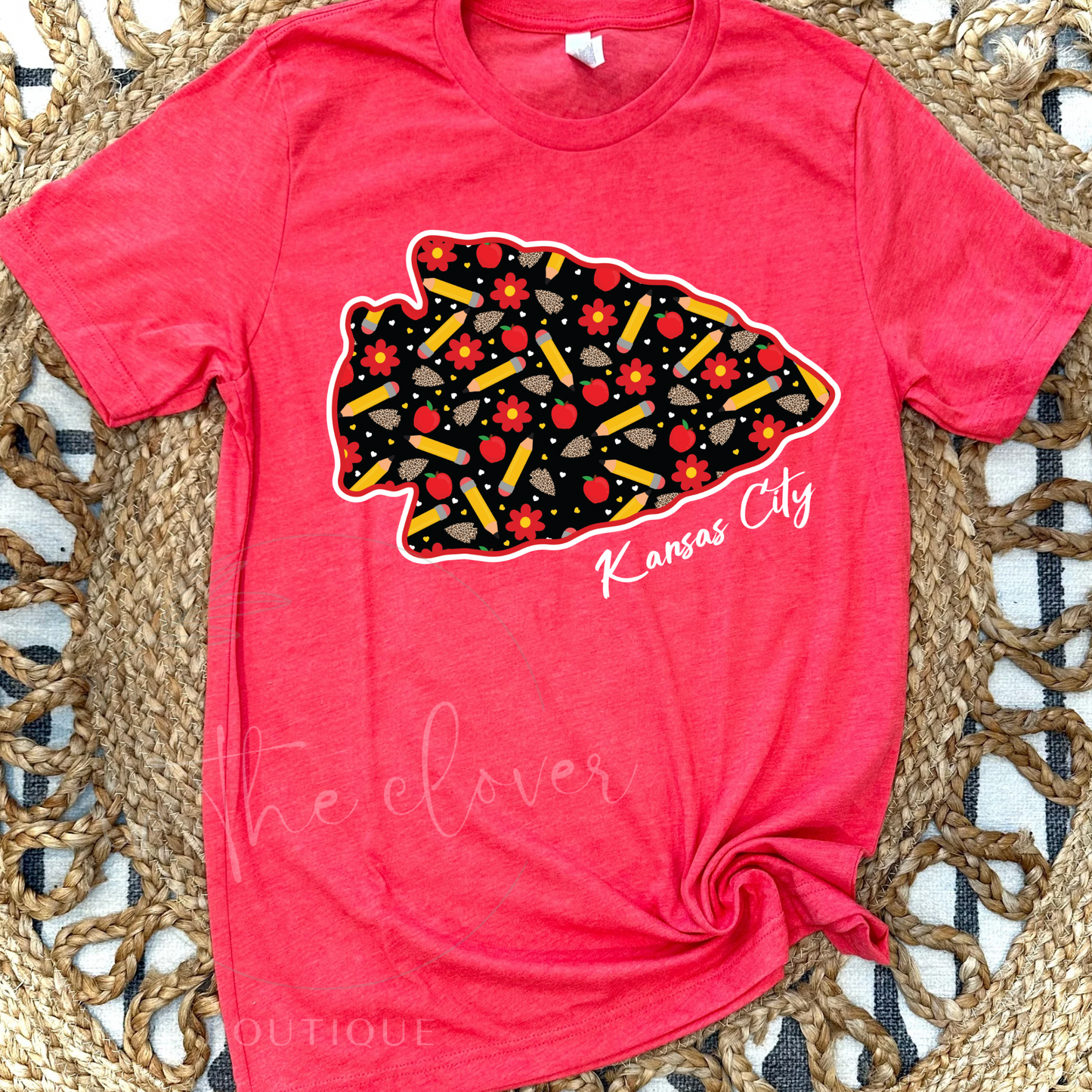 TEACHER THEMED ARROWHEAD - RED TEE