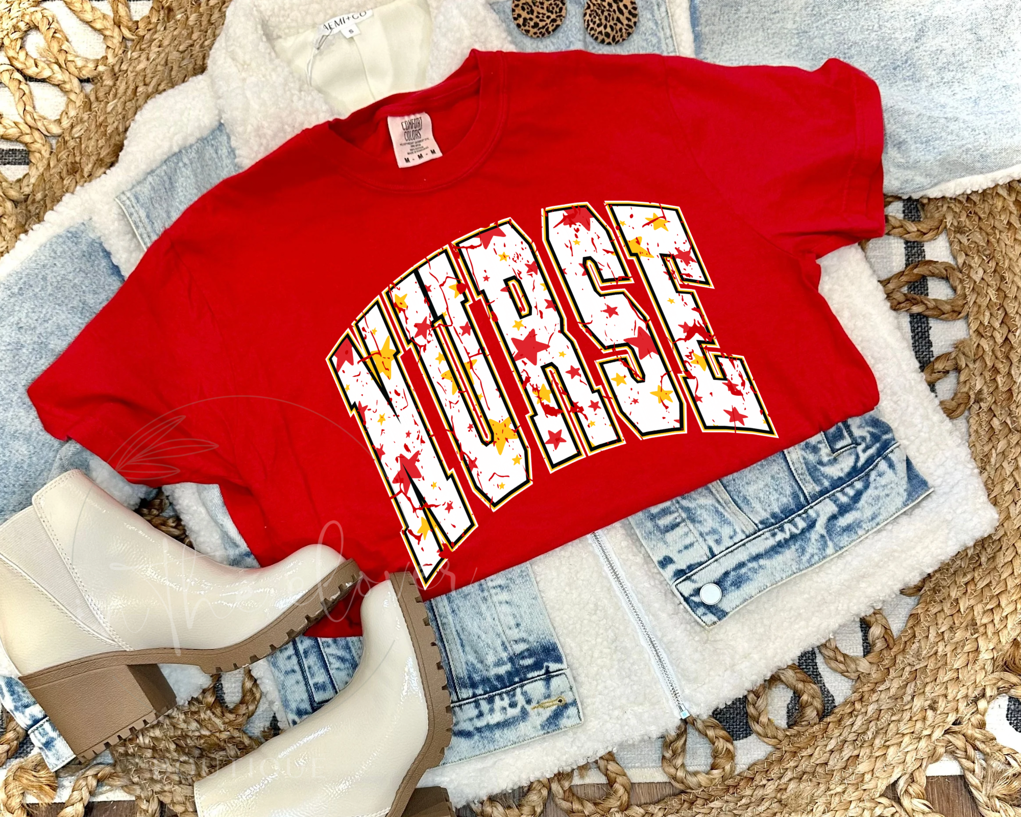 NURSE KC STAR - RED TEE