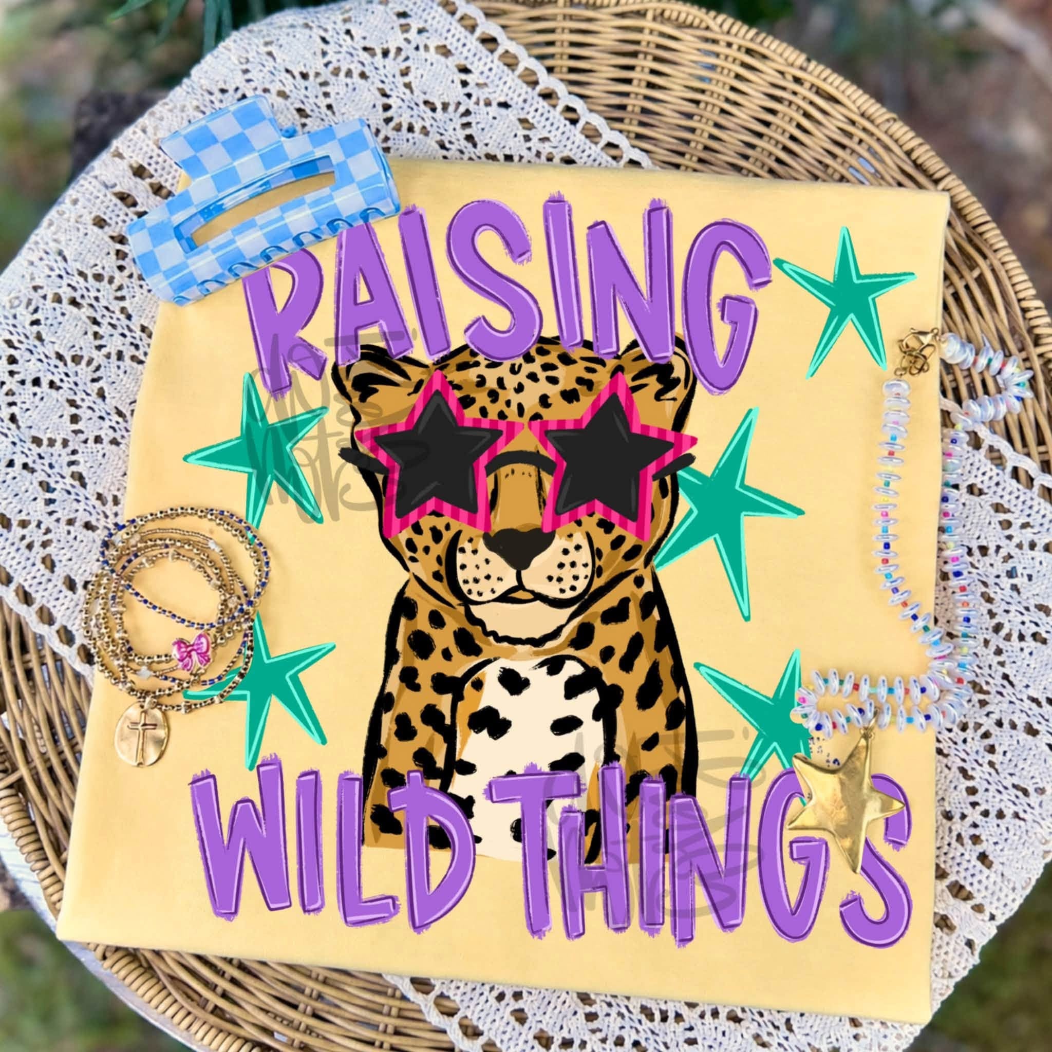 Cheetah Raising Wild Things - Yellow Tee