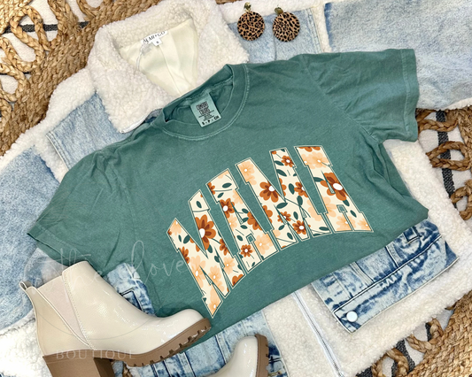 FALL FLORAL MAMA - EMERALD TEE