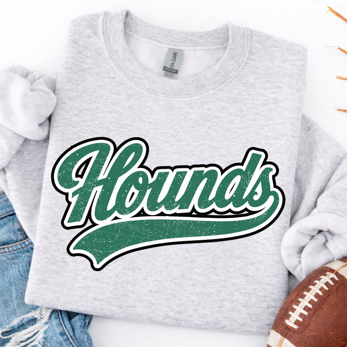 Vintage Hounds Script - Ash Crewneck