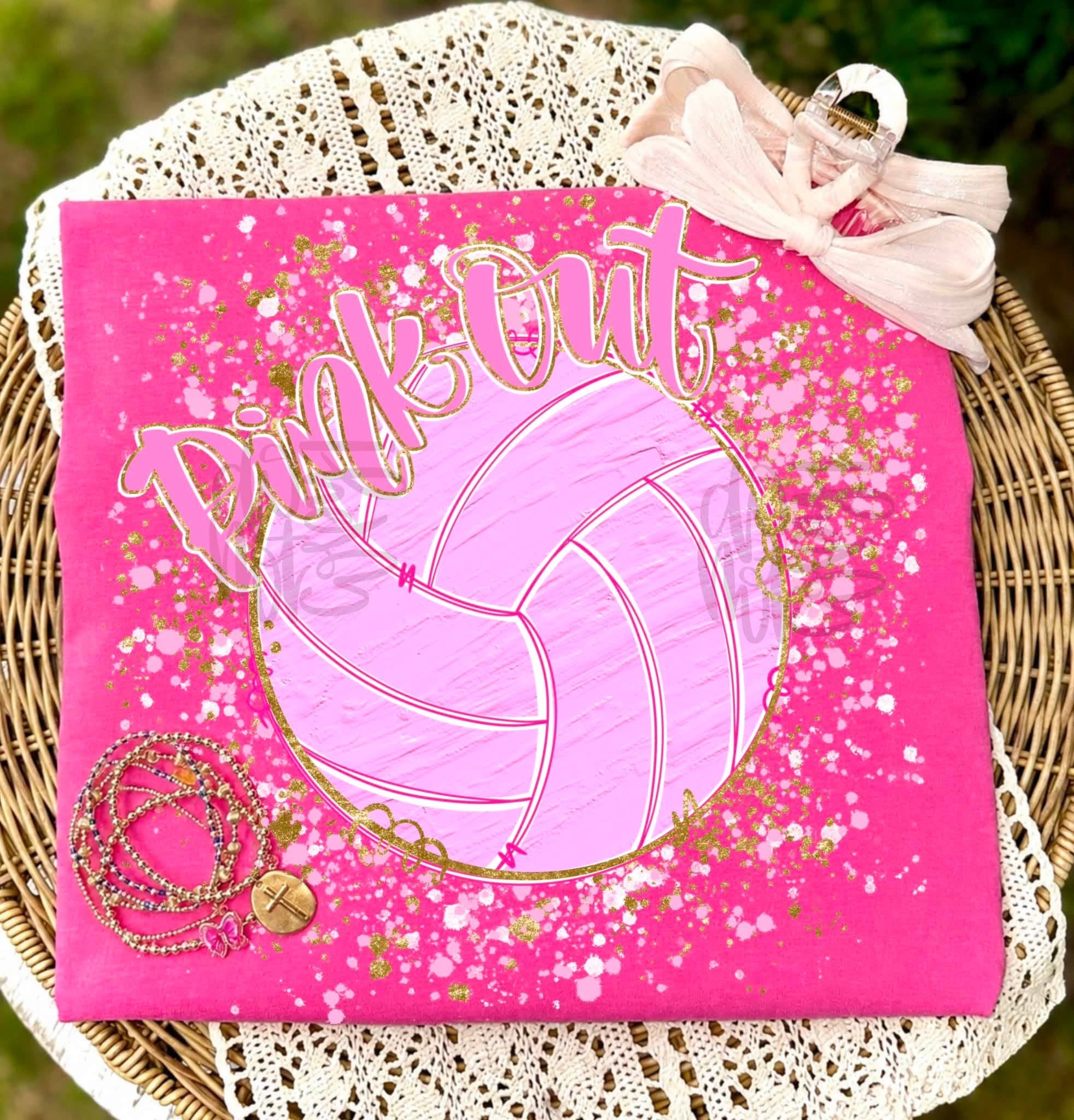 Splatter VOLLEYBALL Pink Out - Pink Tee
