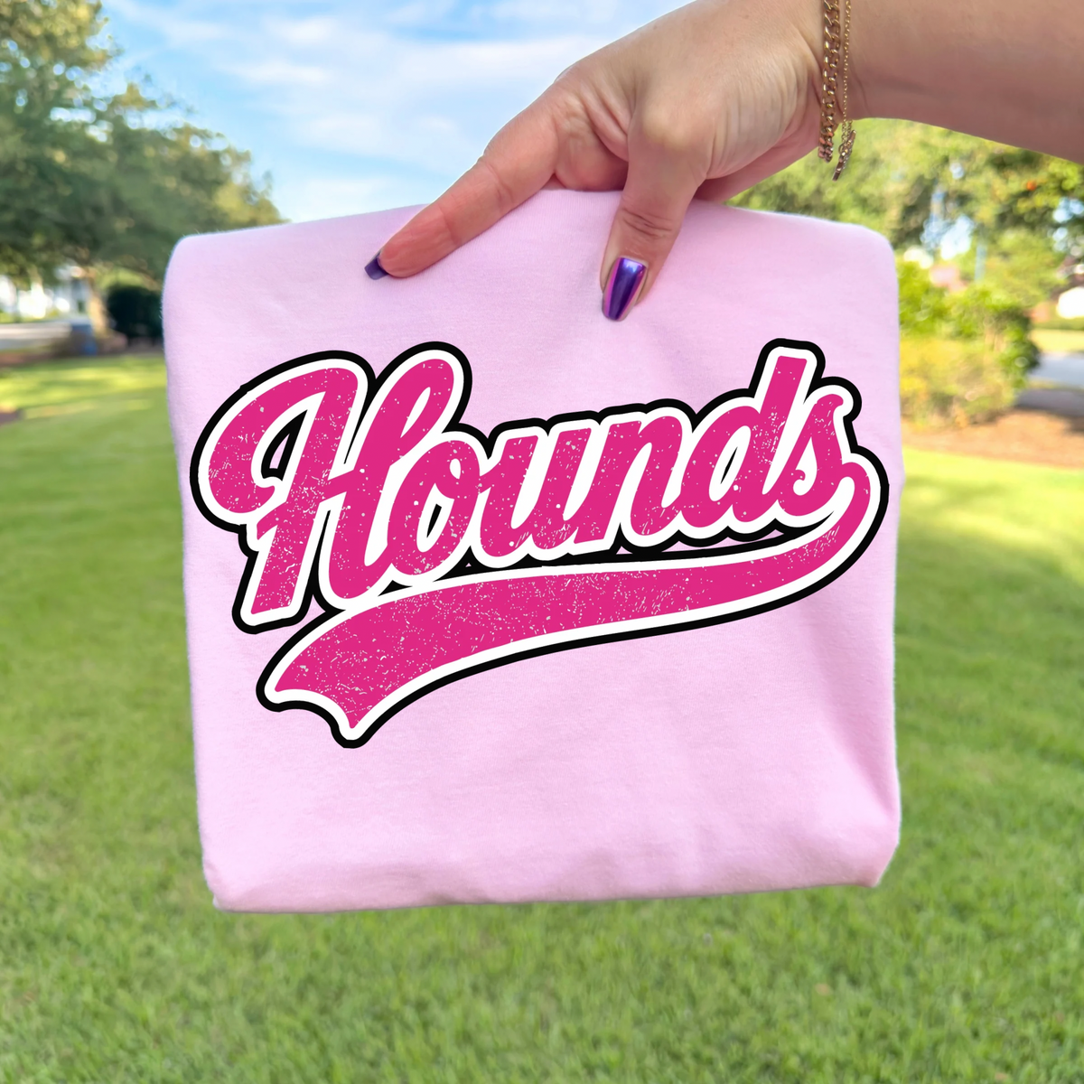 *PINK* Vintage Hounds Script - Light Pink Tee