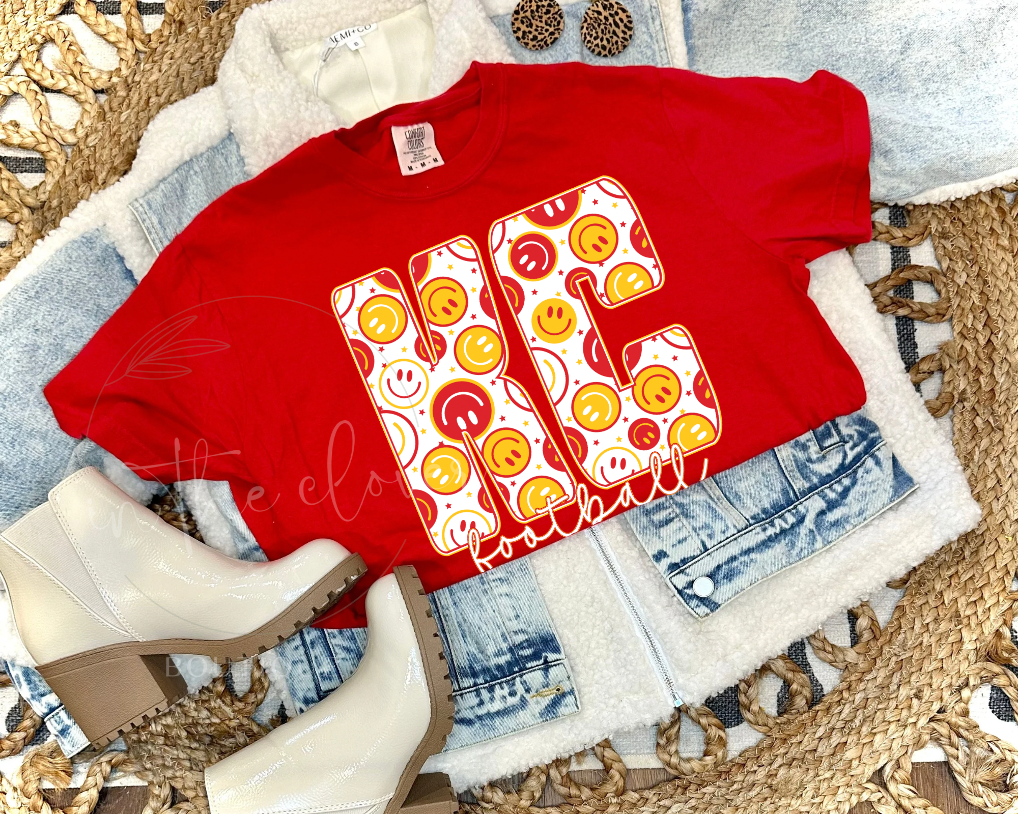 SMILEY KC FOOTBALL - RED TEE
