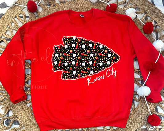 DENTAL THEMED ARROWHEAD - RED CREWNECK