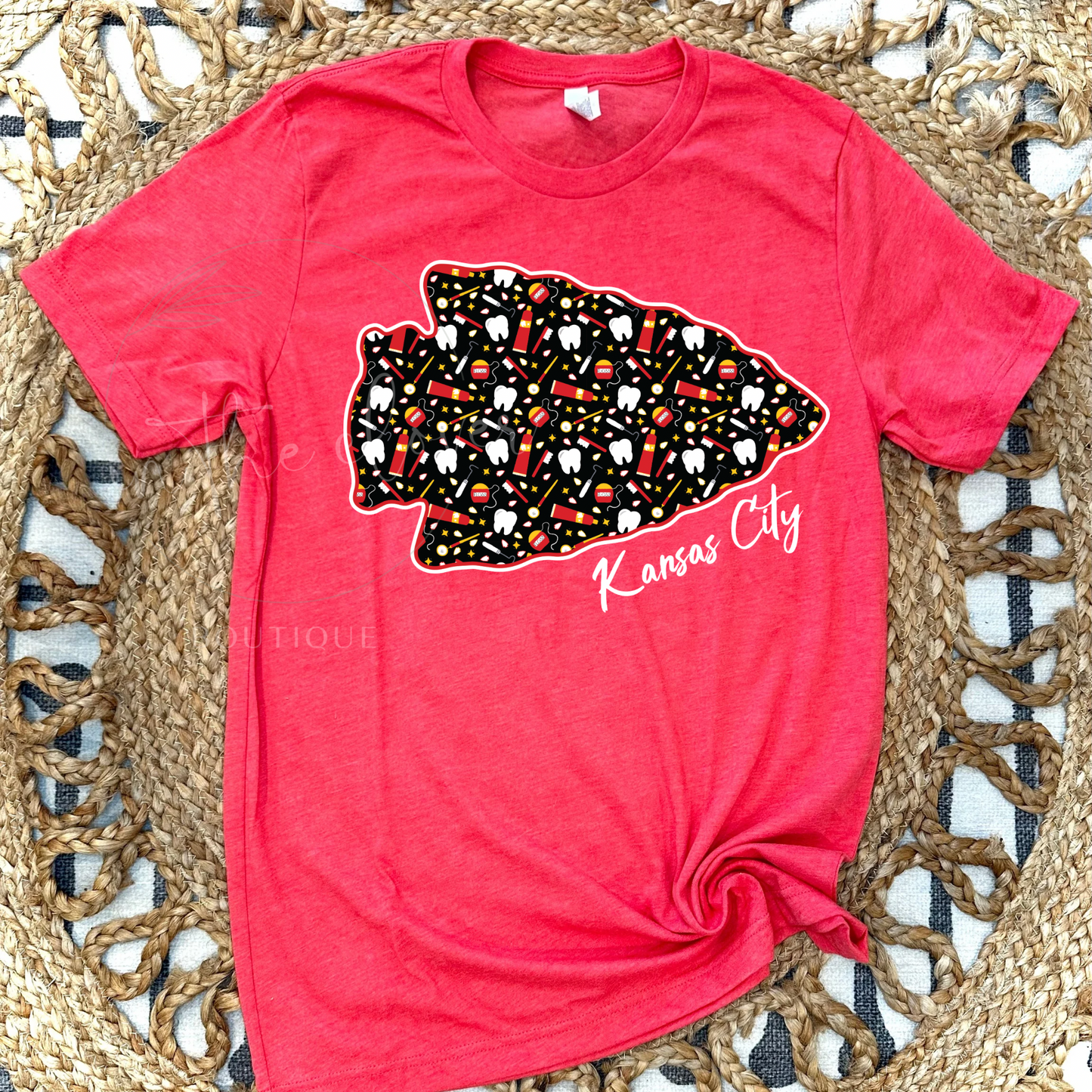 DENTAL THEMED ARROWHEAD - RED TEE