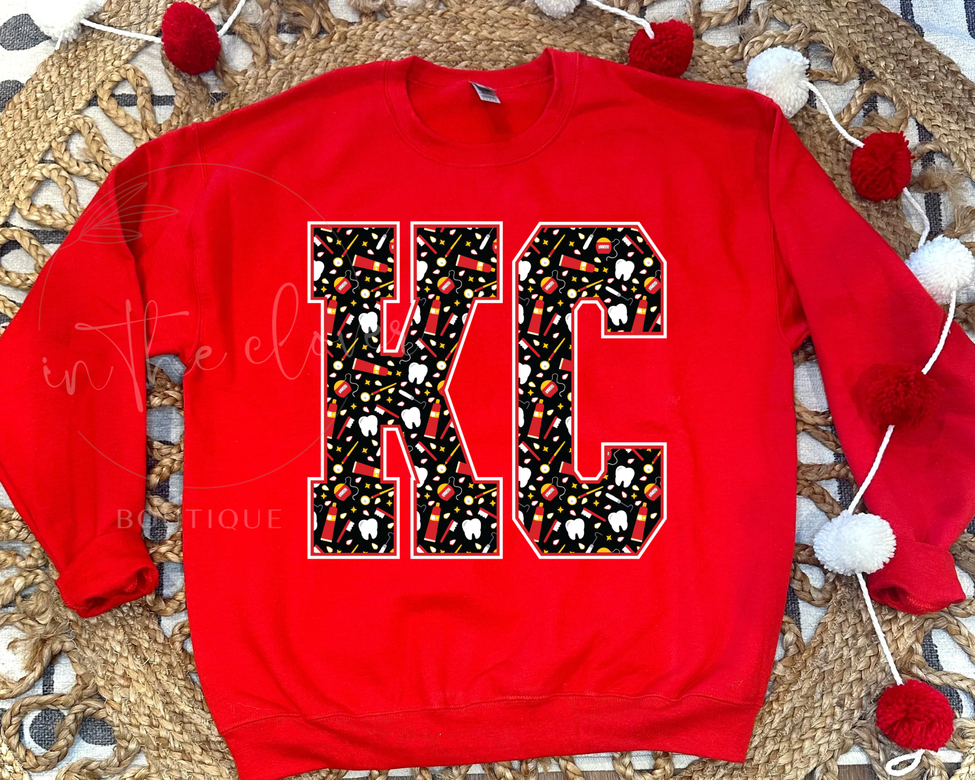 DENTAL THEMED KC - RED CREWNECK