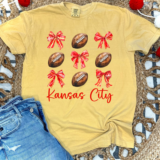 COQUETTE FOOTBALL KANSAS CITY - MUSTARD TEE