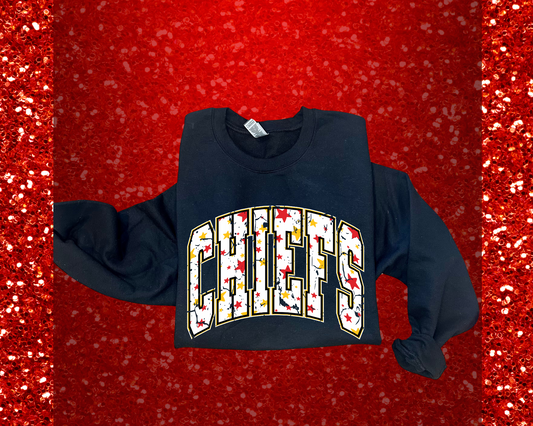 BLOCK STAR CHIEFS  - BLACK CREWNECK