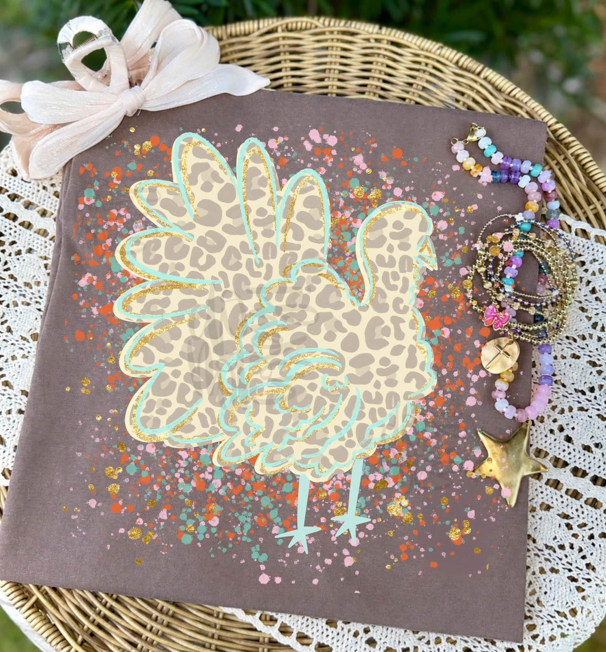 Leopard Splatter Turkey - Espresso Tee