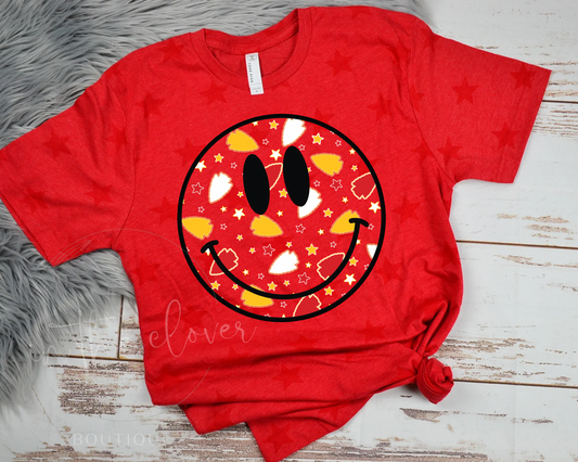 ARROWHEAD SMILEY - HEATHER RED STAR TEE