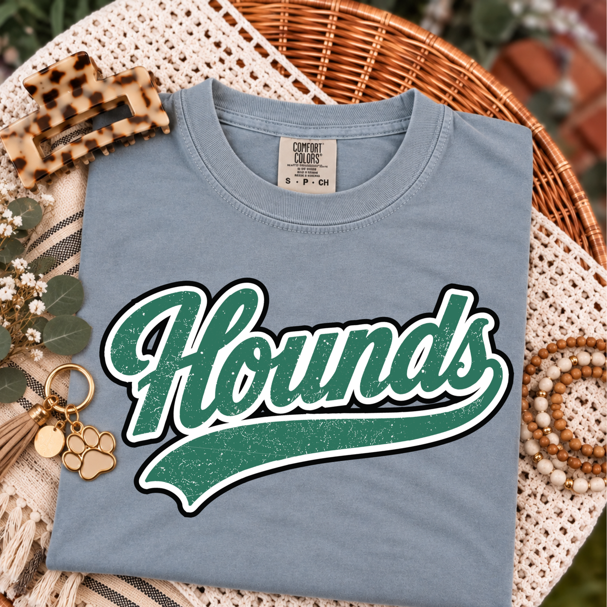 Vintage Hounds Script - Granite Tee