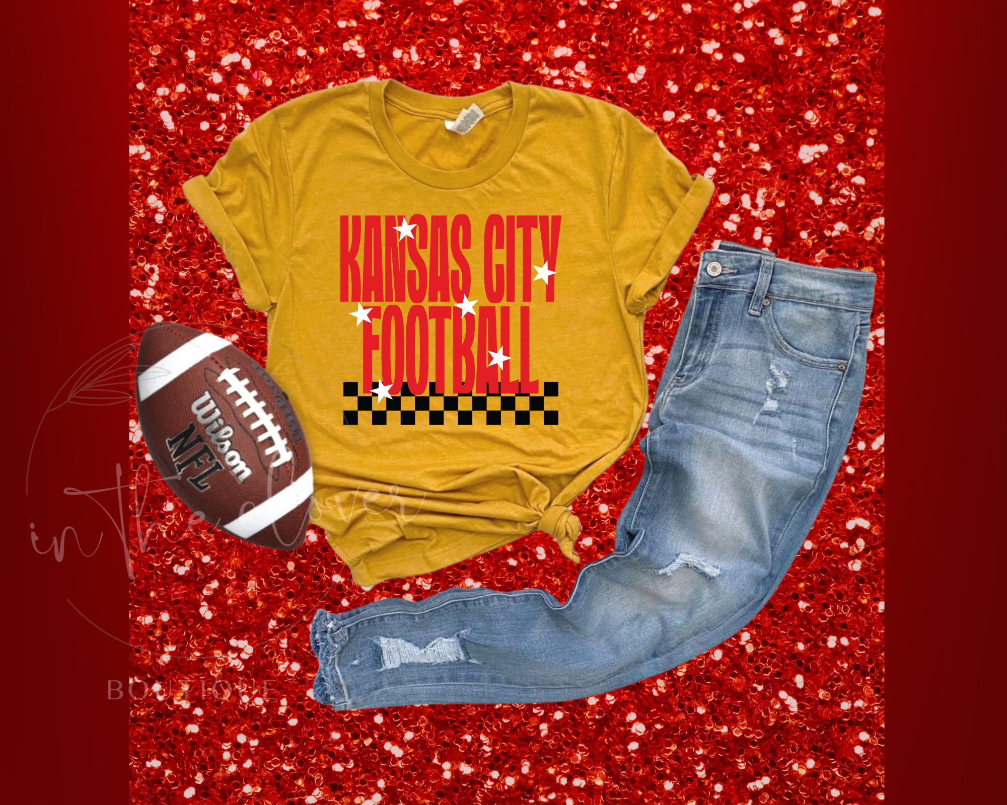 KANSAS CITY FOOTBALL MUSTARD TEE