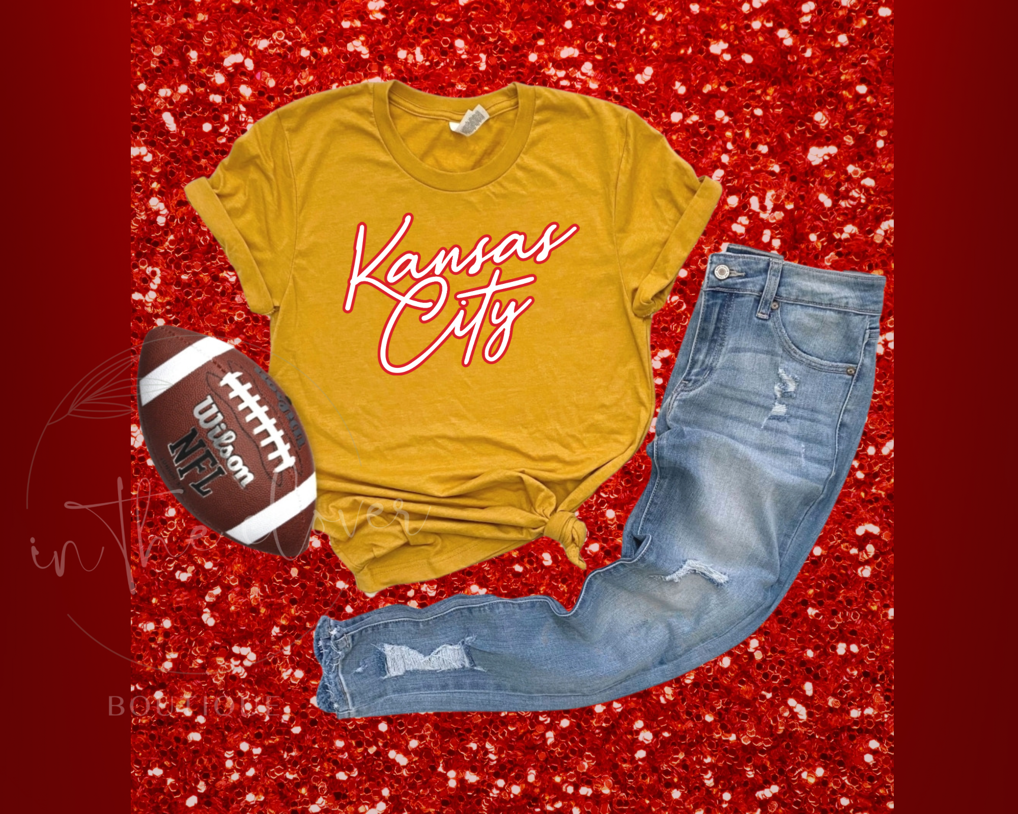 KANSAS CITY SCRIPT MUSTARD TEE