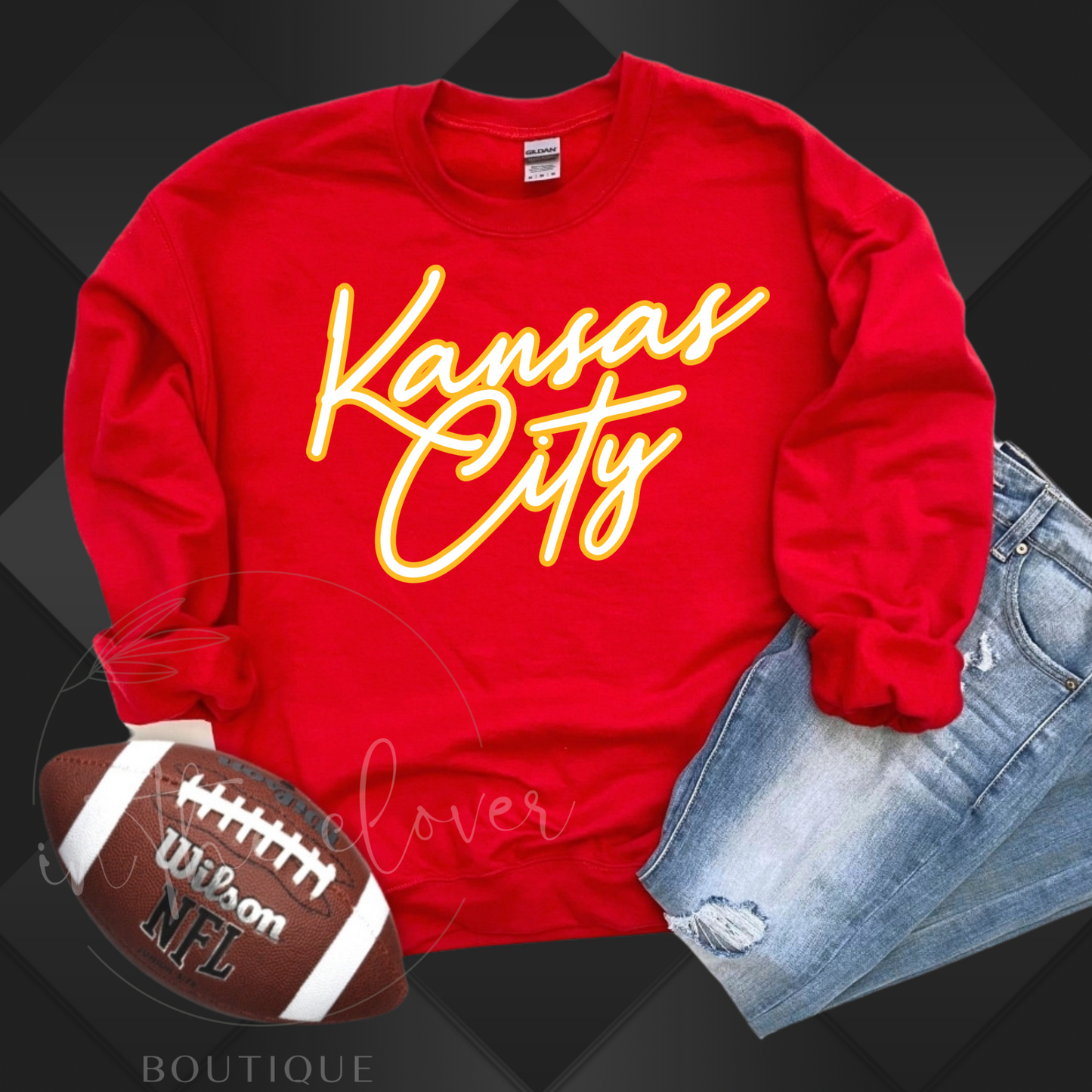 KANSAS CITY SCRIPT RED CREWNECK