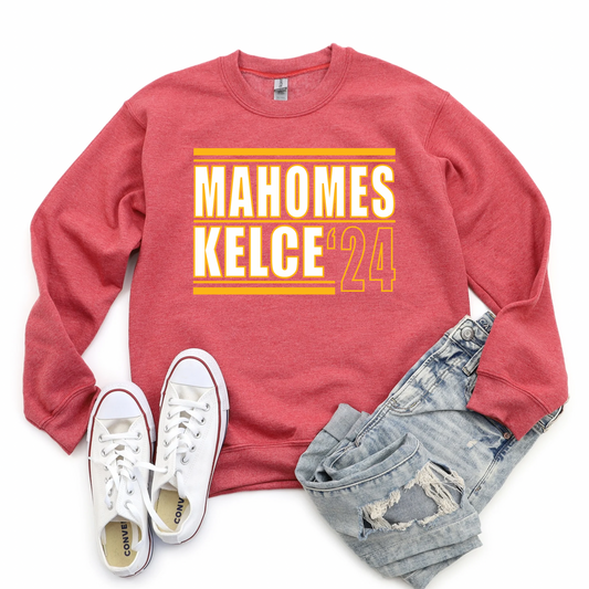 MAHOMES KELCE 24 - HEATHER RED CREWNECK