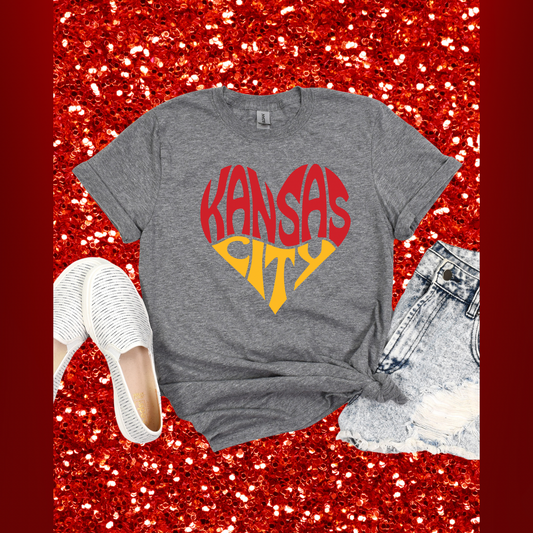 KANSAS CITY HEART - DEEP HEATHER TEE