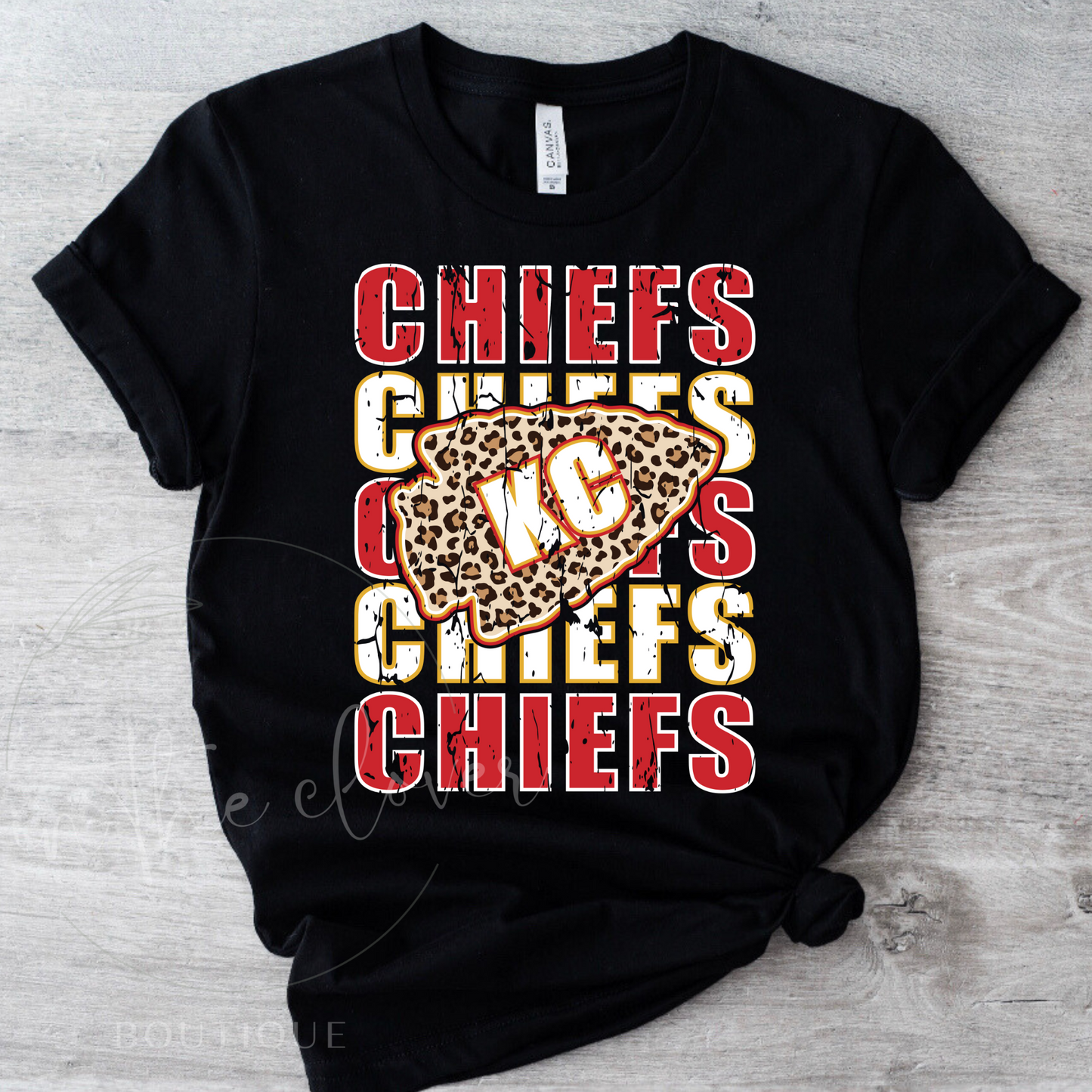 **YOUTH** REPEAT CHIEFS LEOPARD ARROWHEAD - BLACK TEE