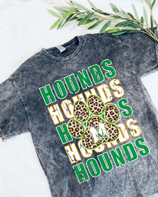 STACKED HOUNDS LEOPARD PAWPRINT - MINERAL WASH TEE