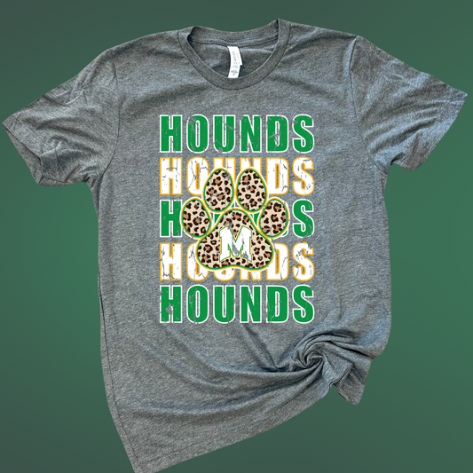 STACKED HOUNDS LEOPARD PAWPRINT - DEEP HEATHER TEE