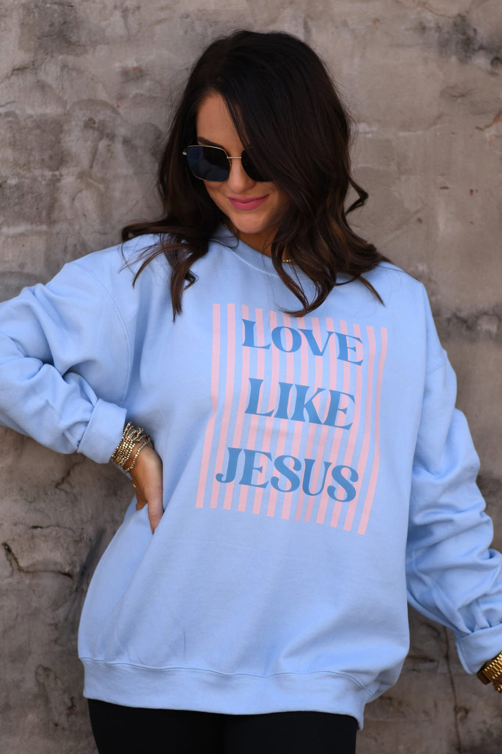 LOVE LIKE JESUS - LIGHT BLUE CREWNECK