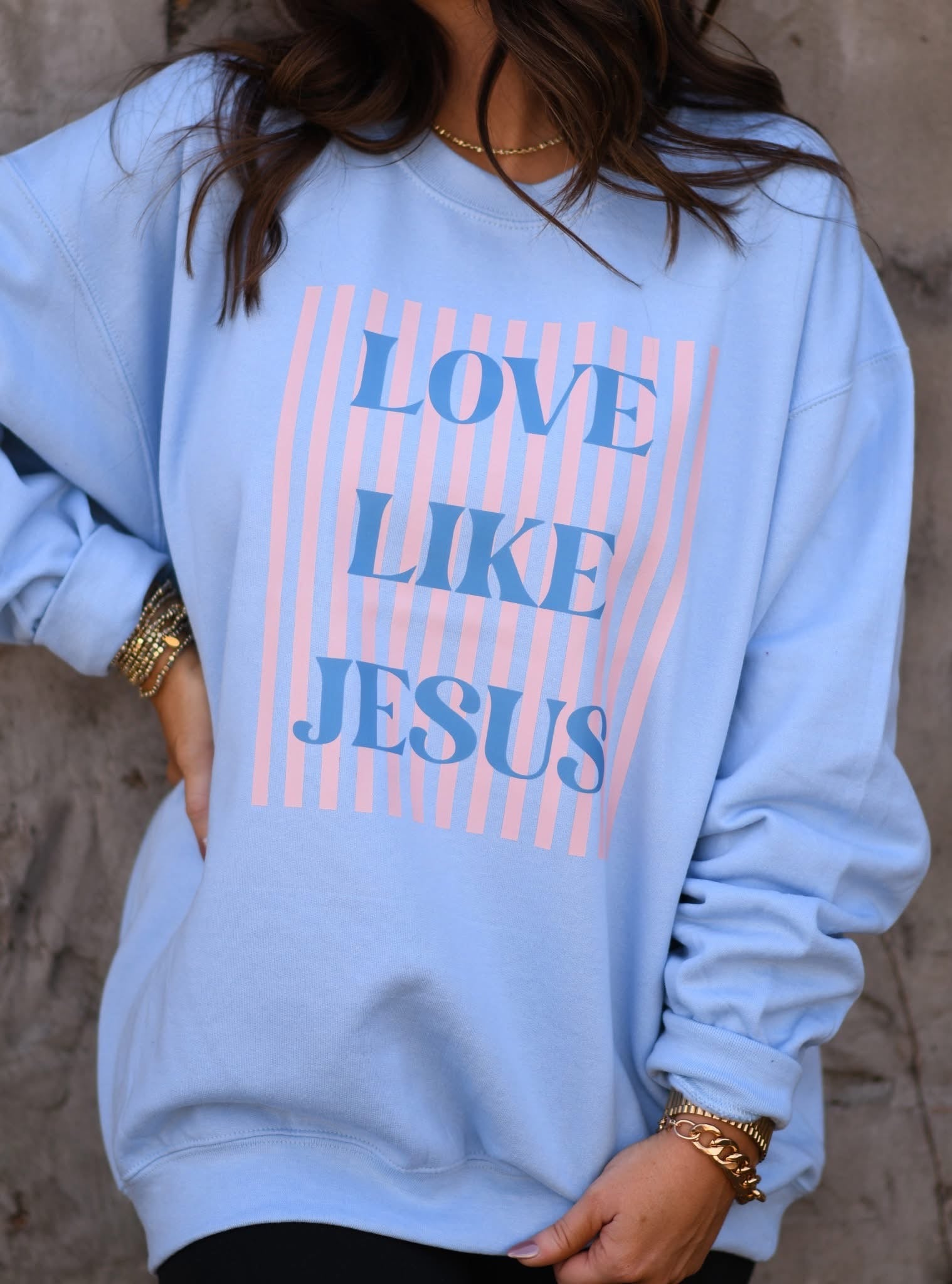 LOVE LIKE JESUS - LIGHT BLUE CREWNECK