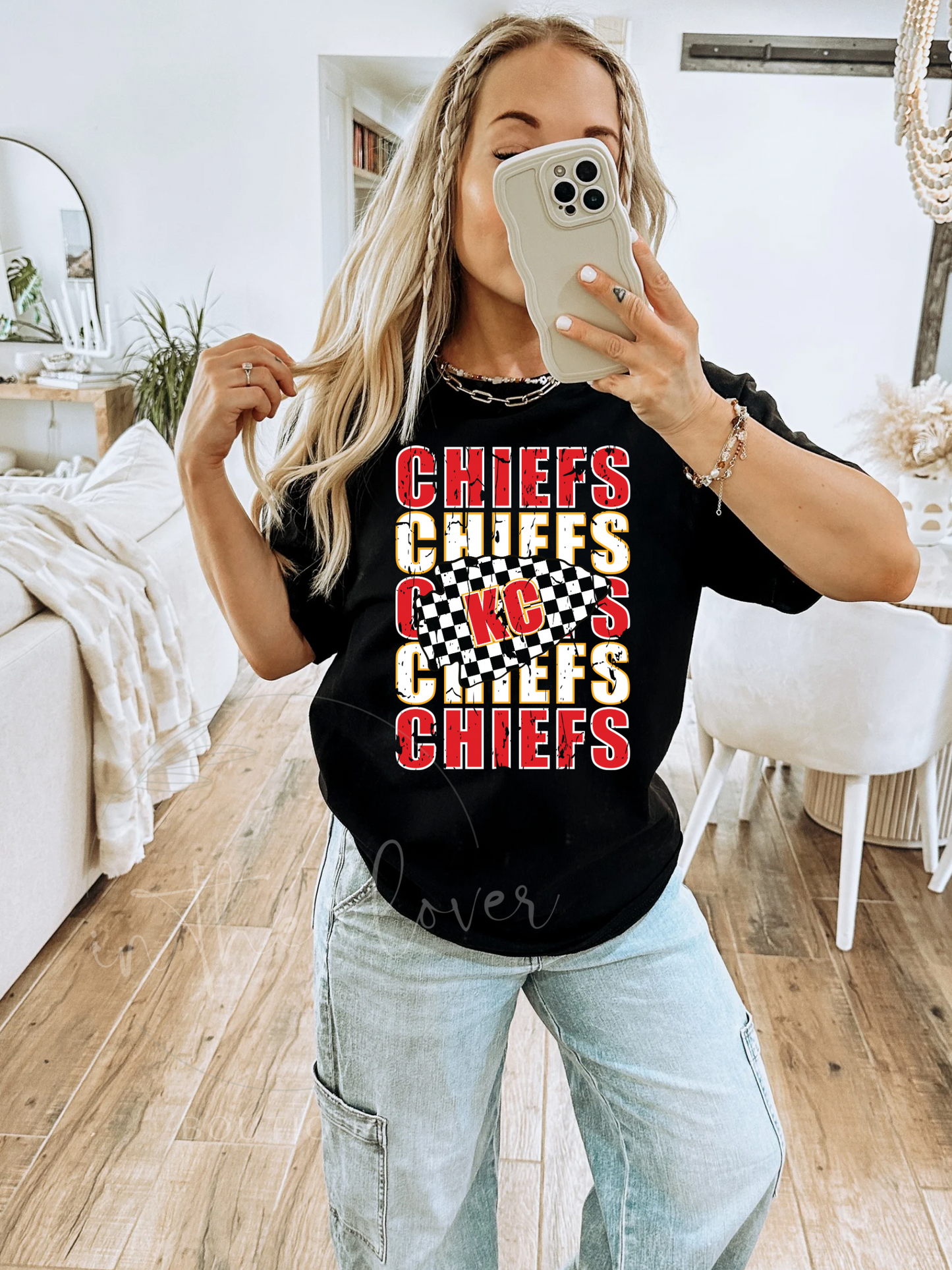 REPEAT CHIEFS CHECKERED ARROWHEAD - BLACK TEE