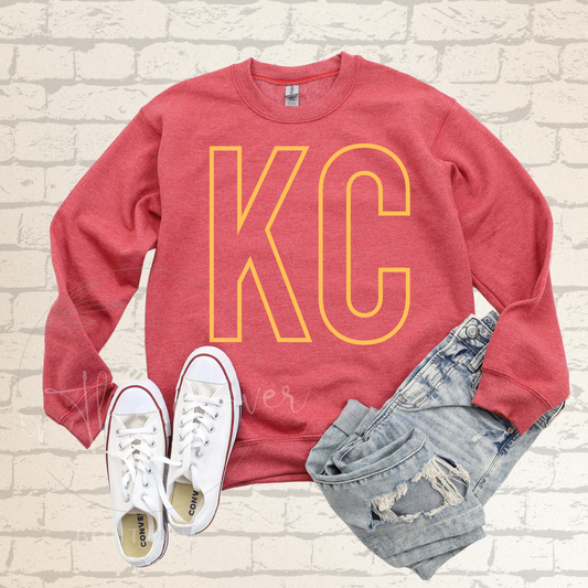 BASIC PALE YELLOW KC - HEATHER RED CREWNECK