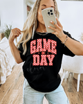 RED CHECKERED GAME DAY KC ARROWHEAD - BLACK TEE