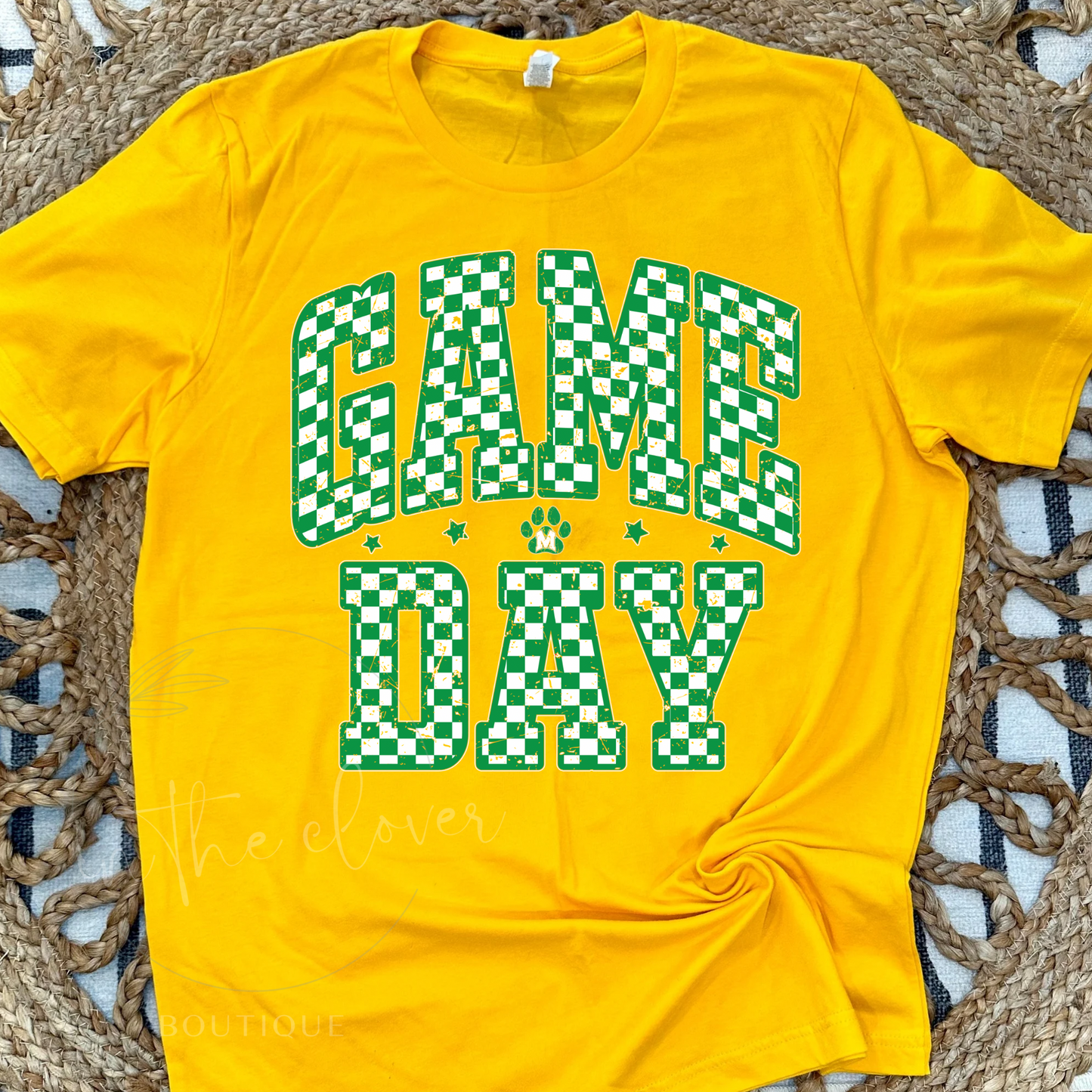 SPOOFHOUNDS GREEN CHECKERED GAME DAY - YELLOW TEE