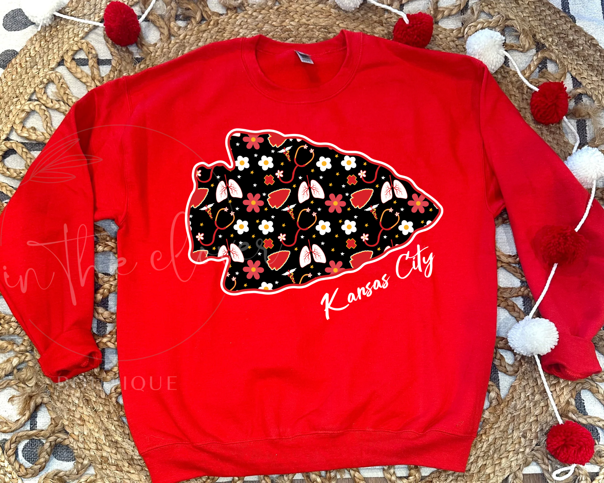 RESPIRATORY THEMED ARROWHEAD- RED CREWNECK