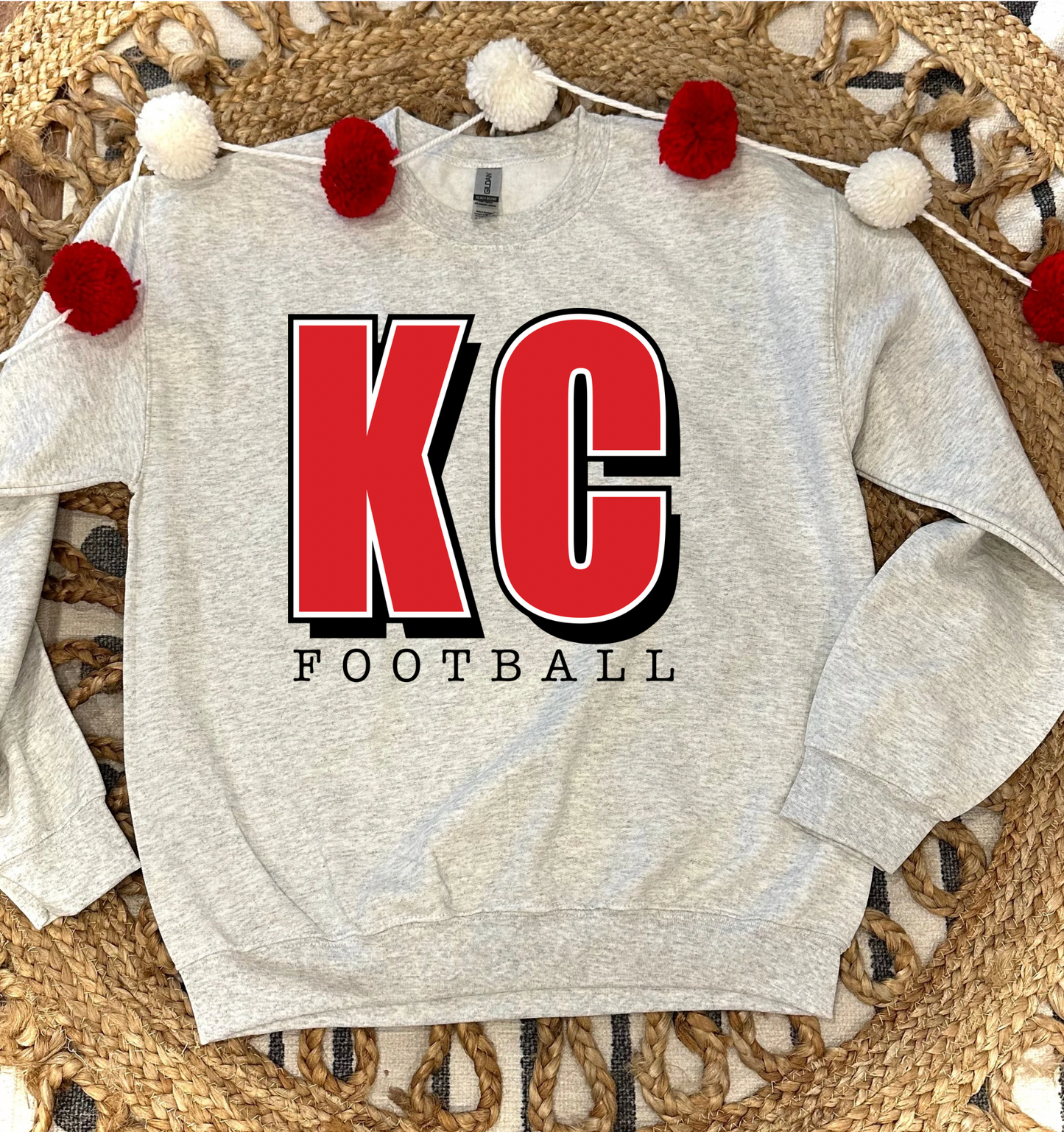 BLOCK KC FOOTBALL - ASH CREWNECK