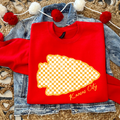 YELLOW CHECKERED ARROWHEAD FOOTBALL - RED TEE